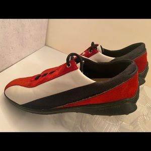 VALLEVERDE ITALIAN LEATHER SNEAKERS RED/WHITE/BLACK SIZE 9